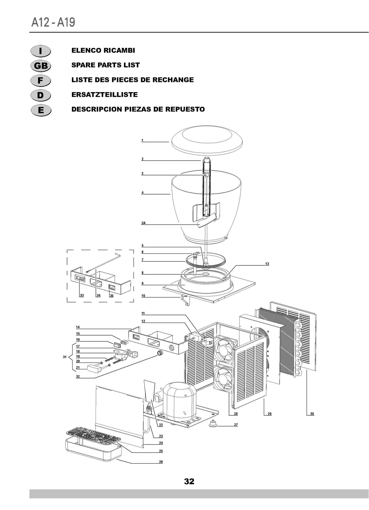 Depósito para hacer horchata (Modelo Ugolini A12)
