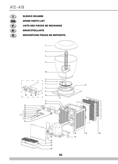 Depósito para hacer horchata (Modelo Ugolini A12)
