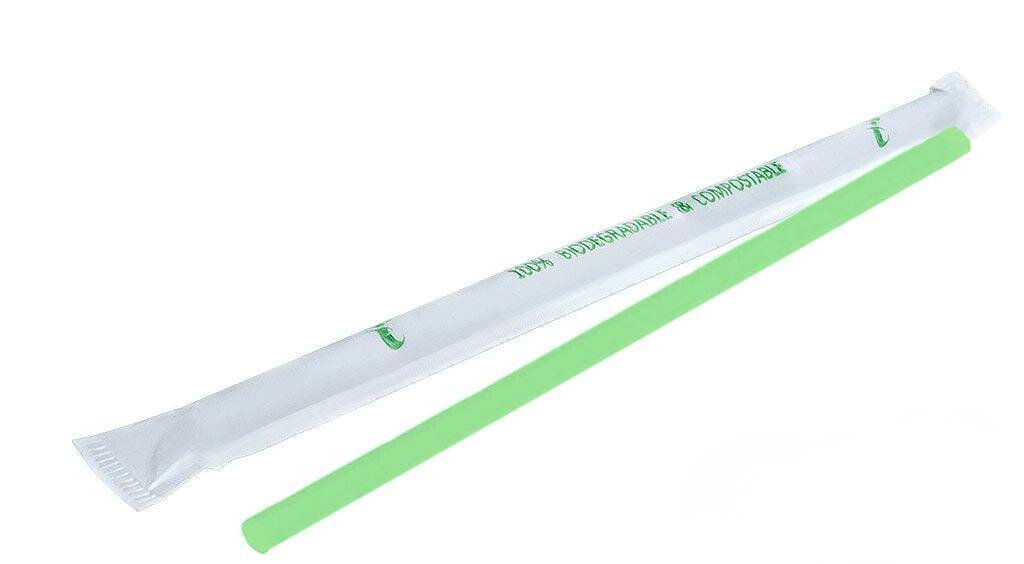 Pajitas verdes ecológicas para bebidas frías Pack de 500